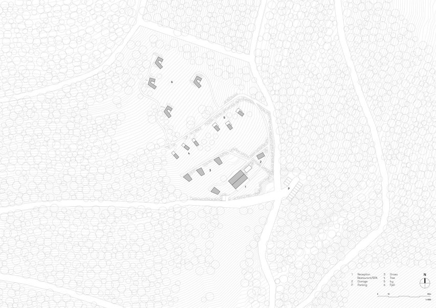 Site plan for 48°Nord hotel in Breitenbach by Reiulf Ramstad Arkitekter