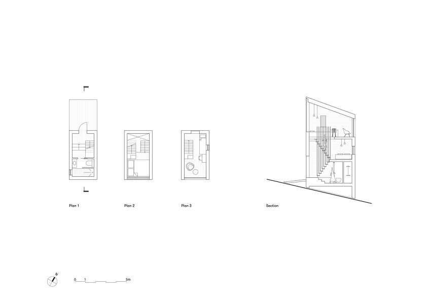 Tree plans and sections at 48°Nord hotel in Breitenbach by Reiulf Ramstad Arkitekter