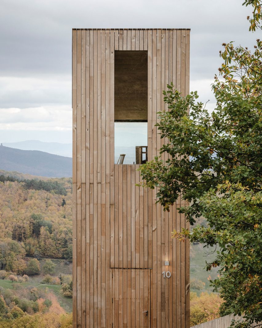 Window of Ivy cabin at 48°Nord hotel in Breitenbach by Reiulf Ramstad Arkitekter