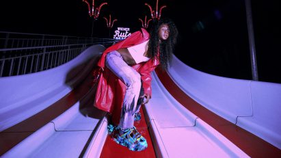 Buffalo London and The Fabricant Classic BurningFor trainers worn by a model