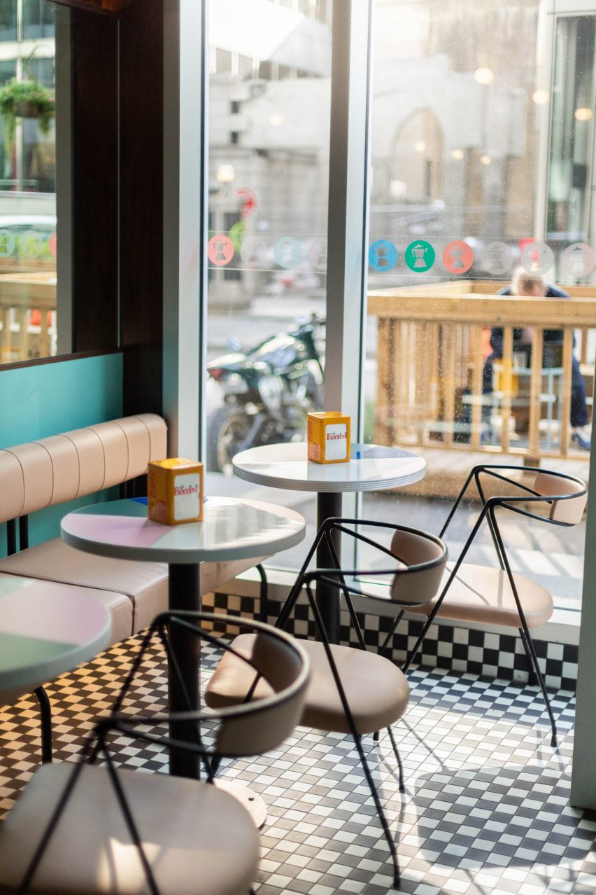 The seating area next to the cafe window