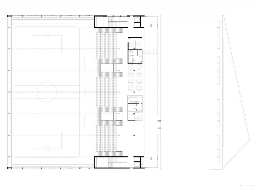 Ground floor plan for Camp del Ferro sports centre in Barcelona