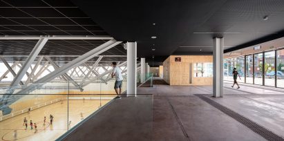 Foyer of Camp del Ferro sports centre in Barcelona