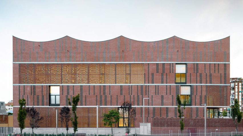 Side elevation of Camp del Ferro sports centre in Barcelona