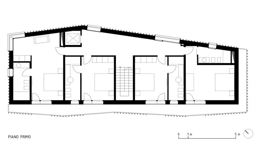 First floor plan for the Climber's Refuge by LCA Architetti