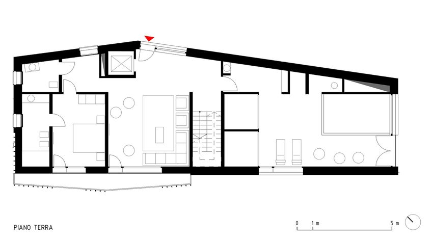 Ground floor plan for the Climber's Refuge by LCA Architetti