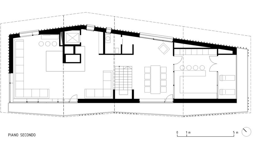 Second floor plan for the Climber's Refuge by LCA Architetti