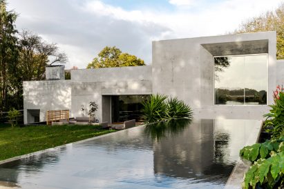 The rear facade of Concrete House by RAW Architecture Workshop in East Sussex