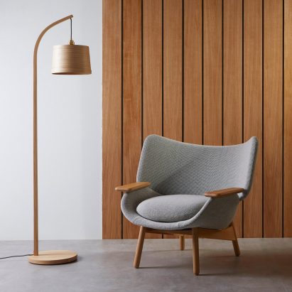 Chair upholstered with Camira Flax fabric by Camira