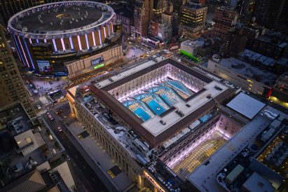 Daniel Patrick Moynihan Train Hall alongside Madison Square Gardens