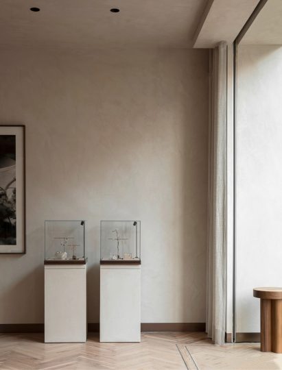 Display cases in Dulong jewellery store by Norm Architects