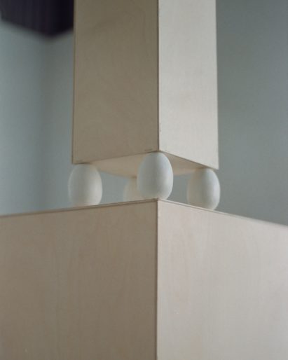 Display plinths from The Egg Rack Made a Disclaimer by Liang-Jung Chen