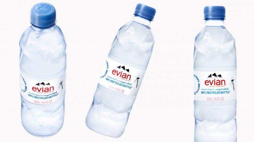 Manifesto recycled plastic bottle by Virgil Abloh for Evian