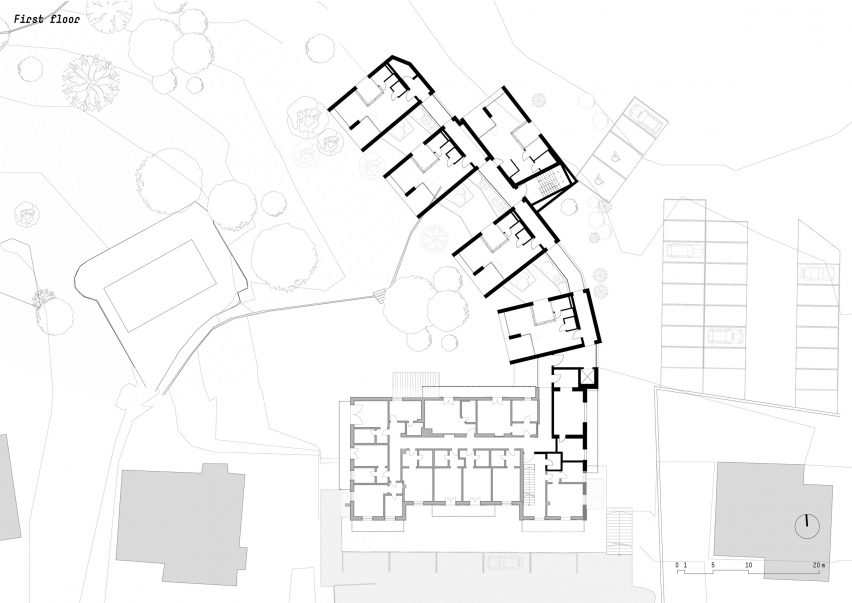 First floor plan for the Floris hotel extension by NOA