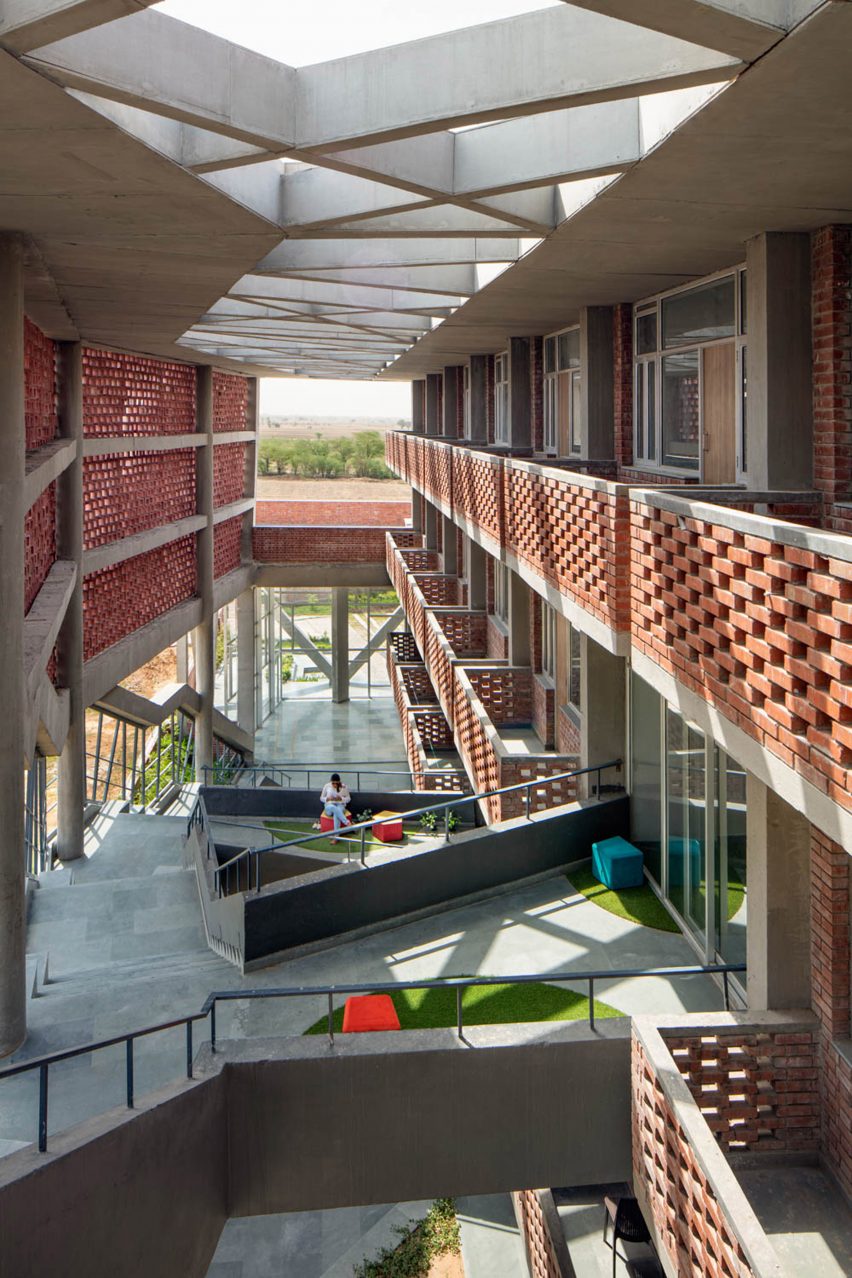 View from staircase of Girls Hostel Block by Zero Energy Design Lab