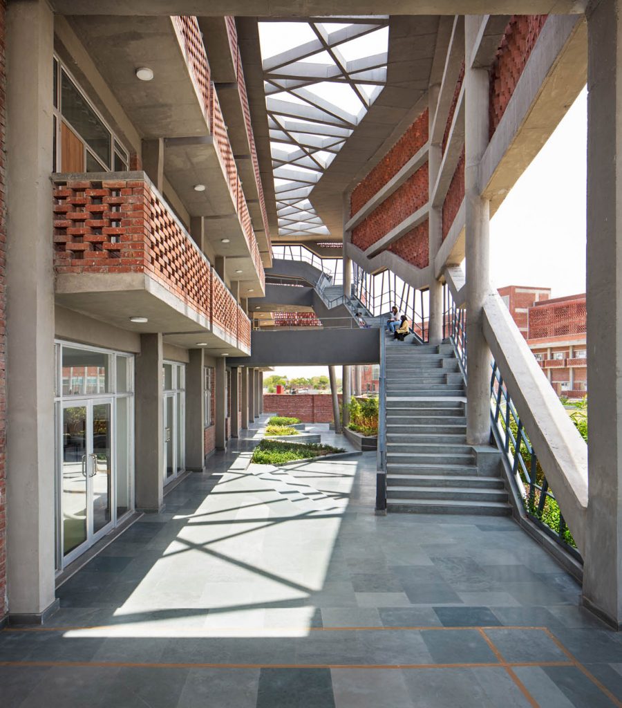 Layered facade at Girls Hostel Block by Zero Energy Design Lab