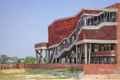Staircase at Girls Hoste Block by Zero Energy Design Lab