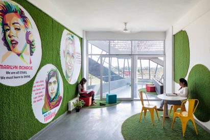 Interior of Girls Hoste Block by Zero Energy Design Lab