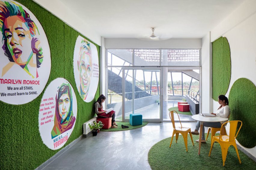 Interior of Girls Hostel Block by Zero Energy Design Lab