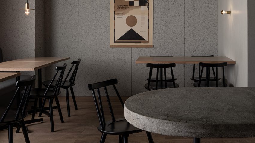 Seating area in Grillno restaurant interior by Keiji Ashizawa