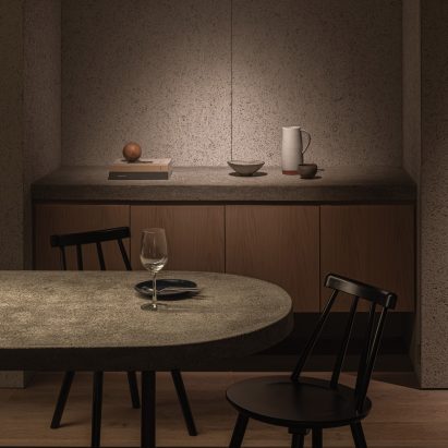 Concrete counter in Grillno restaurant interior by Keiji Ashizawa