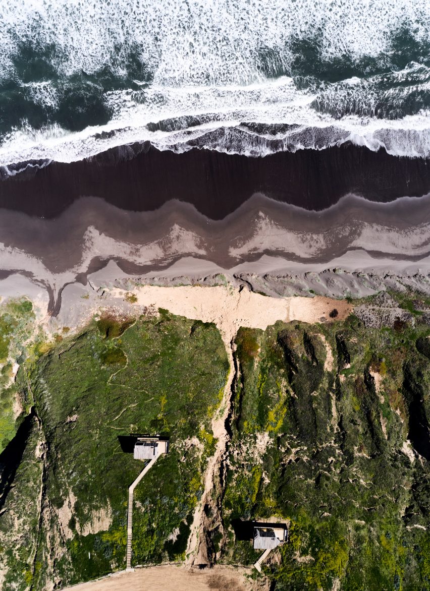 Aerial view of Chilean cabins