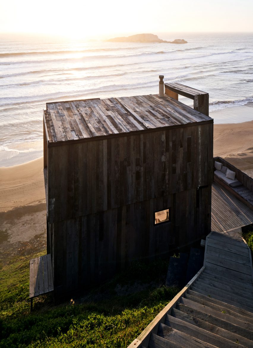 Aerial view of Chilean cabins