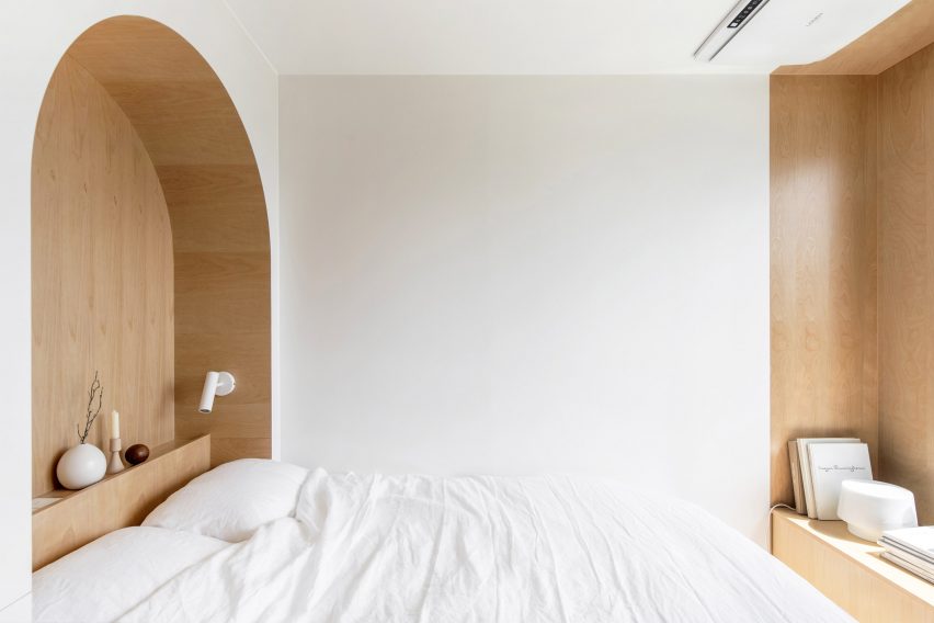 A sleeping area in a LIFE micro-apartment by Ian Lee