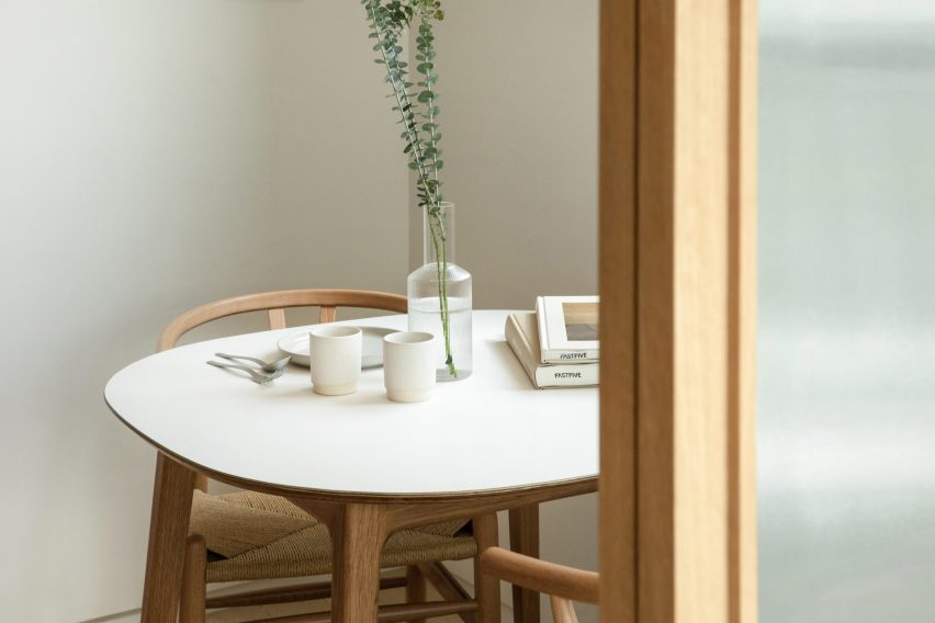 A dining area in a LIFE micro-apartment by Ian Lee