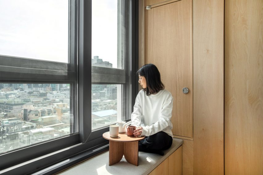 A window seat in a LIFE micro-apartment by Ian Lee