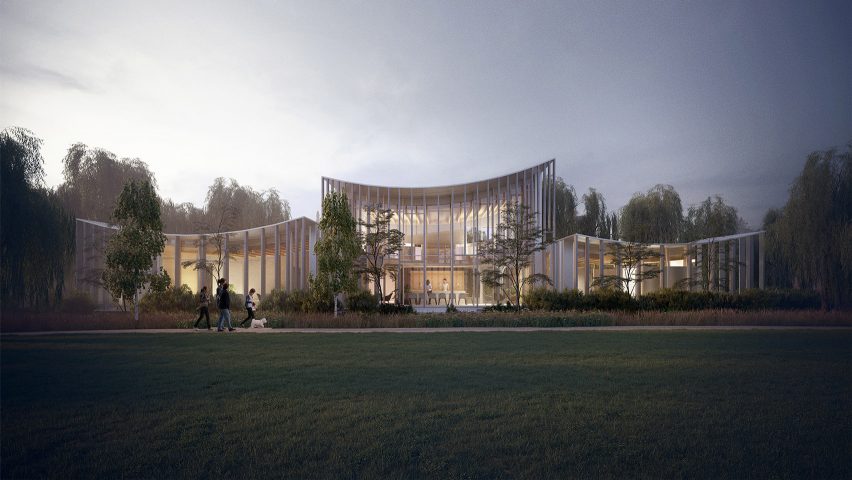 An exterior visual of Maggie's Taunton by Alison Brook Architects