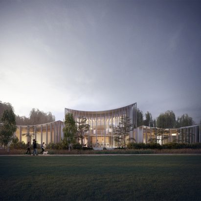 An exterior visual of Maggie's Taunton by Alison Brook Architects