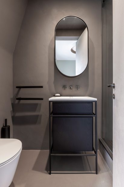 Grey bathroom in Mayfair apartment
