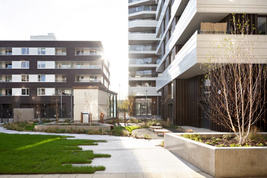 The courtyard of the Motion development by Pollard Thomas Edwards