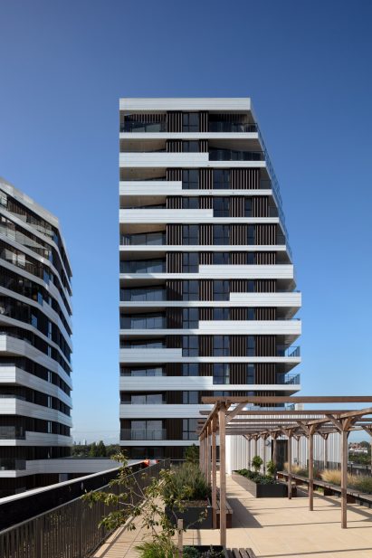 The exterior of a tower in the Motion development by Pollard Thomas Edwards