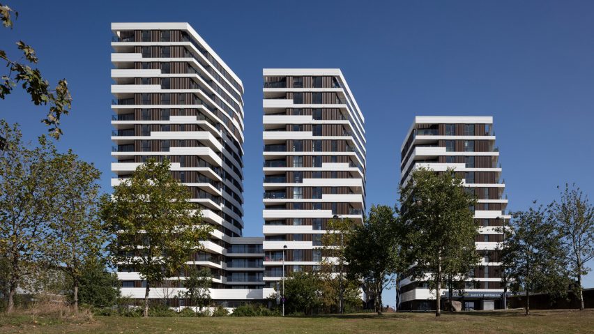 The three Motion towers by Pollard Thomas Edwards