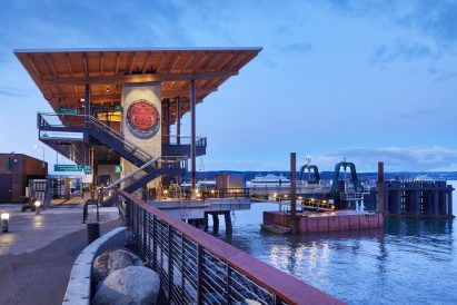 Exterior view of ferry terminal by LMN Architects
