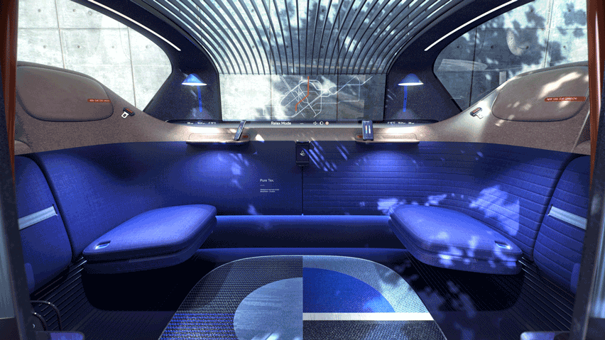 Interior of PriestmanGoode's autonomous ride-hailing vehicle