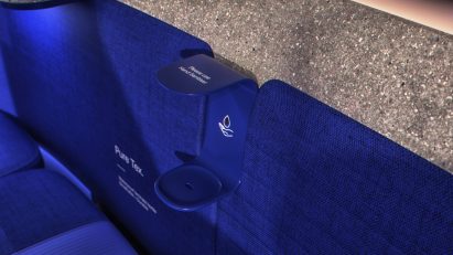 Hand sanitiser dispenser in PriestmanGoode's autonomous ride-hailing vehicle