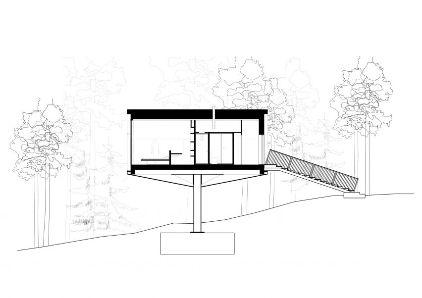 A section of the Niliaitta cabin by Studio Puisto