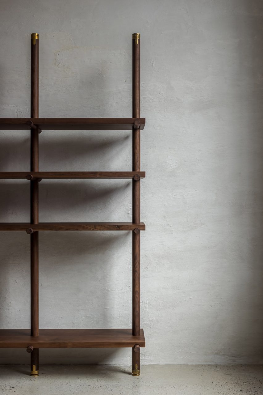 Walnut library details in Nomad furniture by Nathalie Deboel
