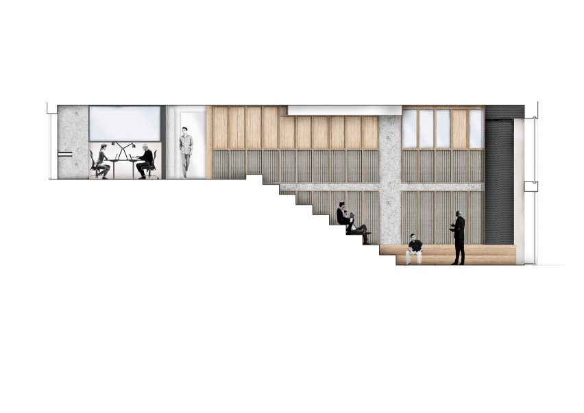 Auditorium section for Paddington Works by Threefold Architects