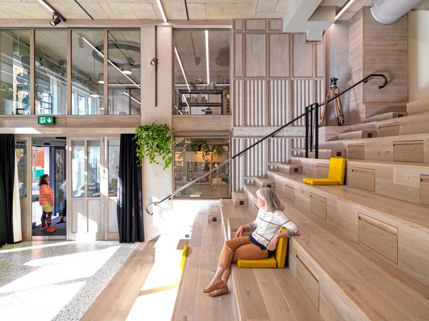 Auditorium steps in Paddington Works by Threefold Architects