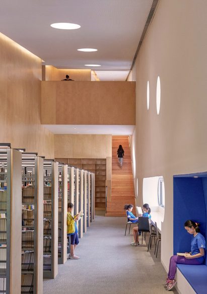 Library book stacks