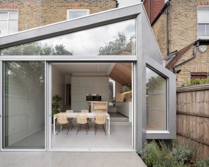 The angular exterior of The Quarter Glass House by Proctor & Shaw