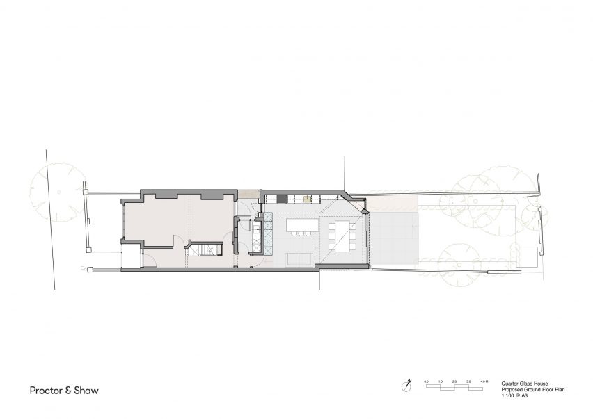 A floor plan for Quarter Glass House by Proctor & Shaw