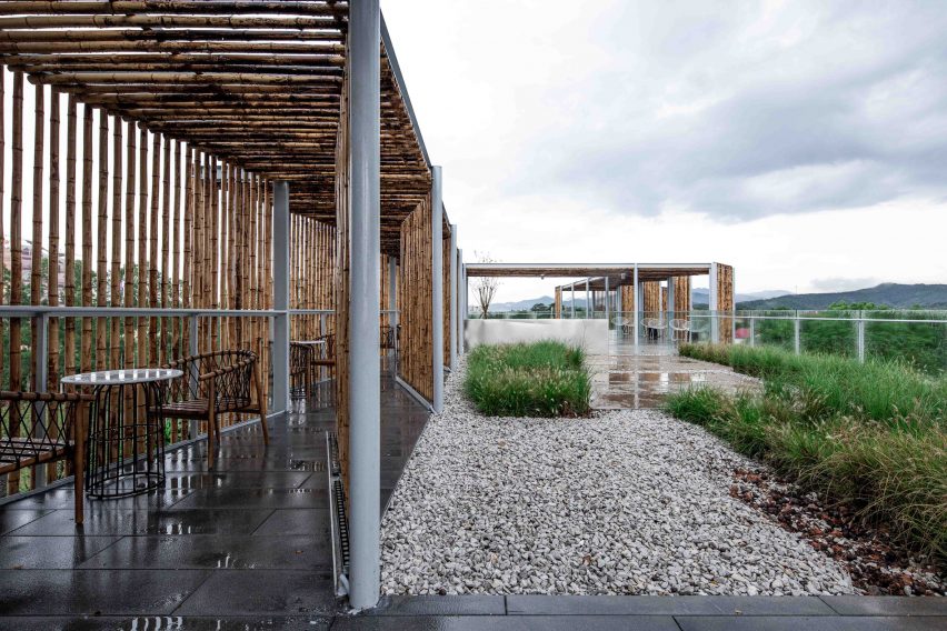 The roof garden of the (Re)forming Duichuan Tea Yards centre by O-office Architects