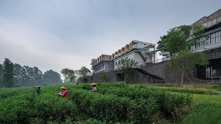 The exterior of the (Re)forming Duichuan Tea Yards centre by O-office Architects