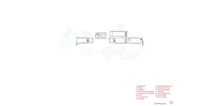 The second floor plan for (Re)forming Duichuan Tea Yards centre by O-office Architects