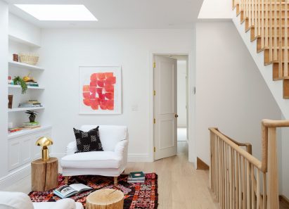 The Sackett Street townhouse's landing area with a staircase